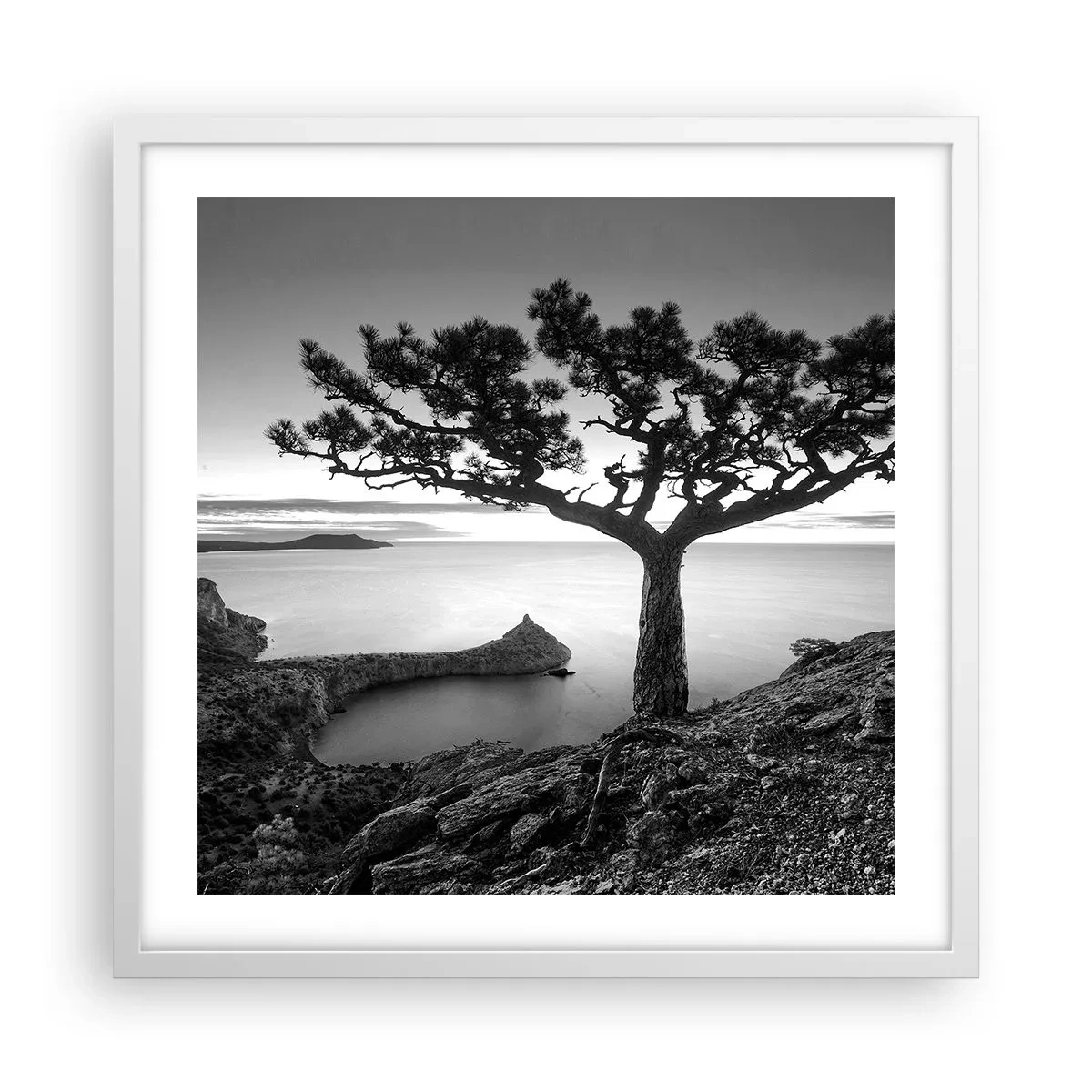 Plakát v bílém rámu - Klid až k horizontu - 50x50 cm