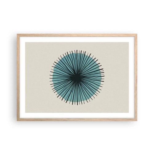 Plakát v rámu světlý dub - Zářící modrá - 70x50 cm