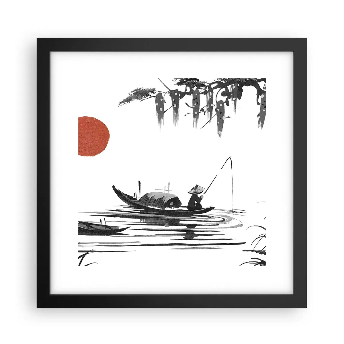 Plakát v černém rámu - Asijské odpoledne - 30x30 cm