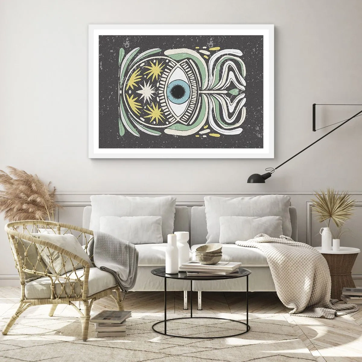 Plakát v bílém rámu - Kmenové rituály - 70x50 cm