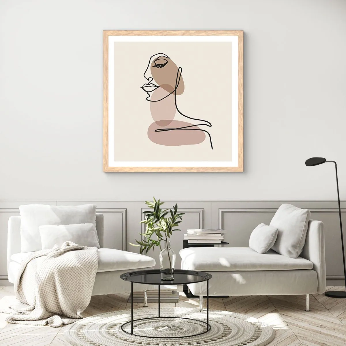 Plakát v rámu světlý dub - Při poslechu samé sebe - 60x60 cm