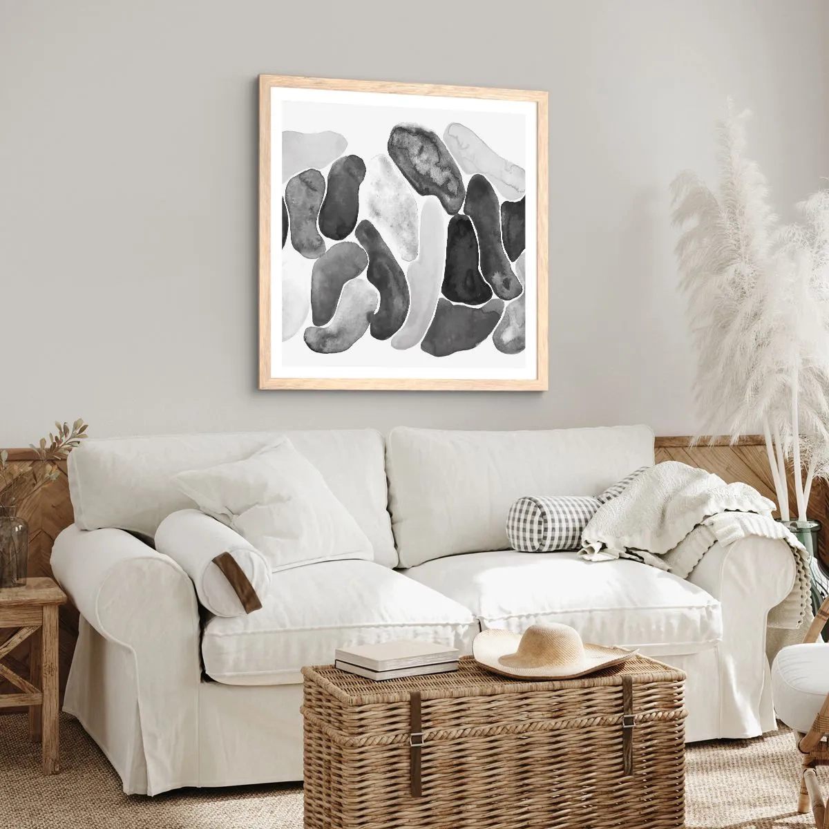 Plakát v rámu světlý dub - Kamenitá abstrakce - 60x60 cm