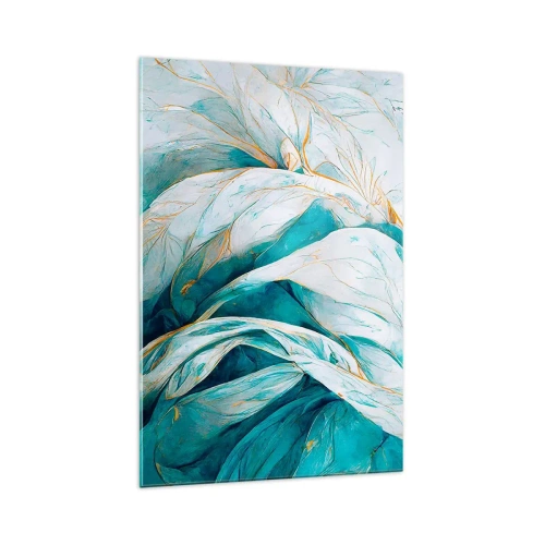 Obraz na skle - Modrá abstrakce se zlatým motivem - 70x100 cm