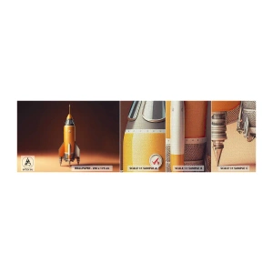 Vzor Fototapety Premium Canvas - Začíná to snem - Vesmírná raketa, Tužka, Věda - 100x30 cm