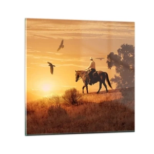 Obraz na skle - Sám prérií - 70x70 cm