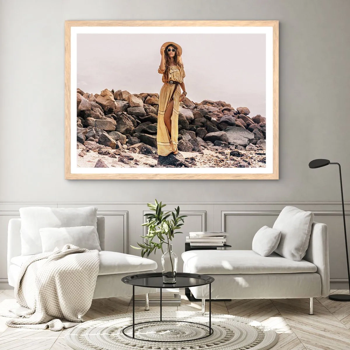 Plakát v rámu světlý dub - Kouzlo kamenů - 100x70 cm