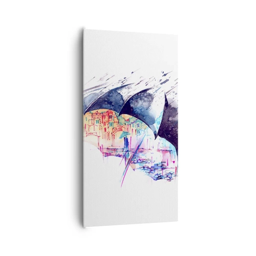 Obraz na plátně - Procházka v dešti - 65x120 cm