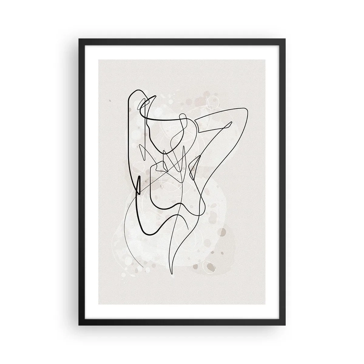 Plakát v černém rámu - Abstraktní linie představující siluetu ženy - 50x70cm - Umění svádění - Moderní nástěnná dekorace do obývacího pokoje a ložnice ARTTOR