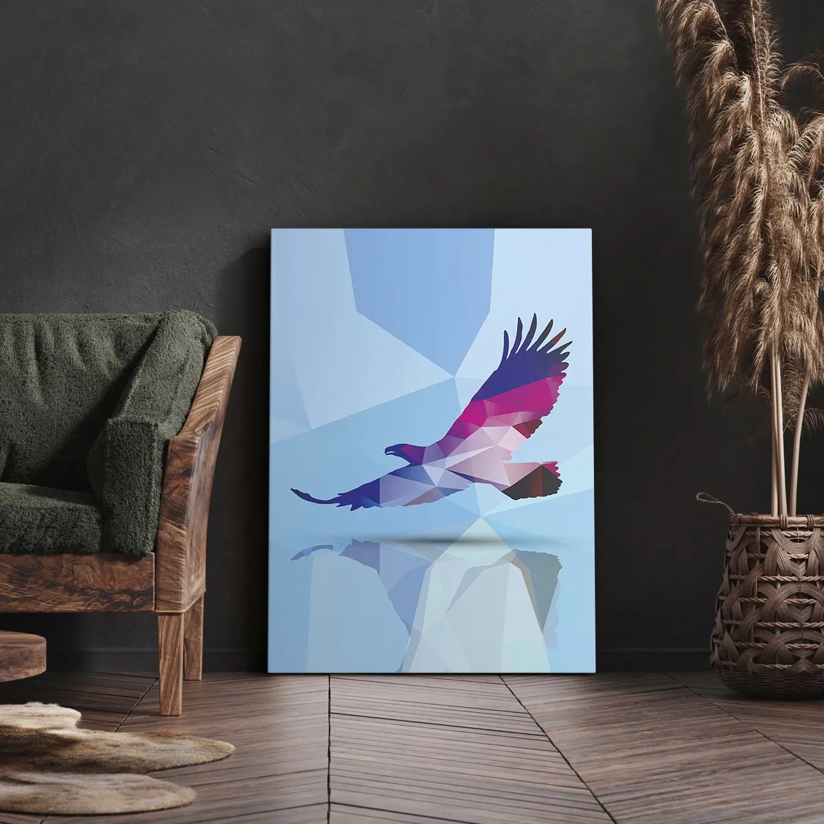 Obraz na plátně - Orel v liliovém křišťálu - 55x100 cm