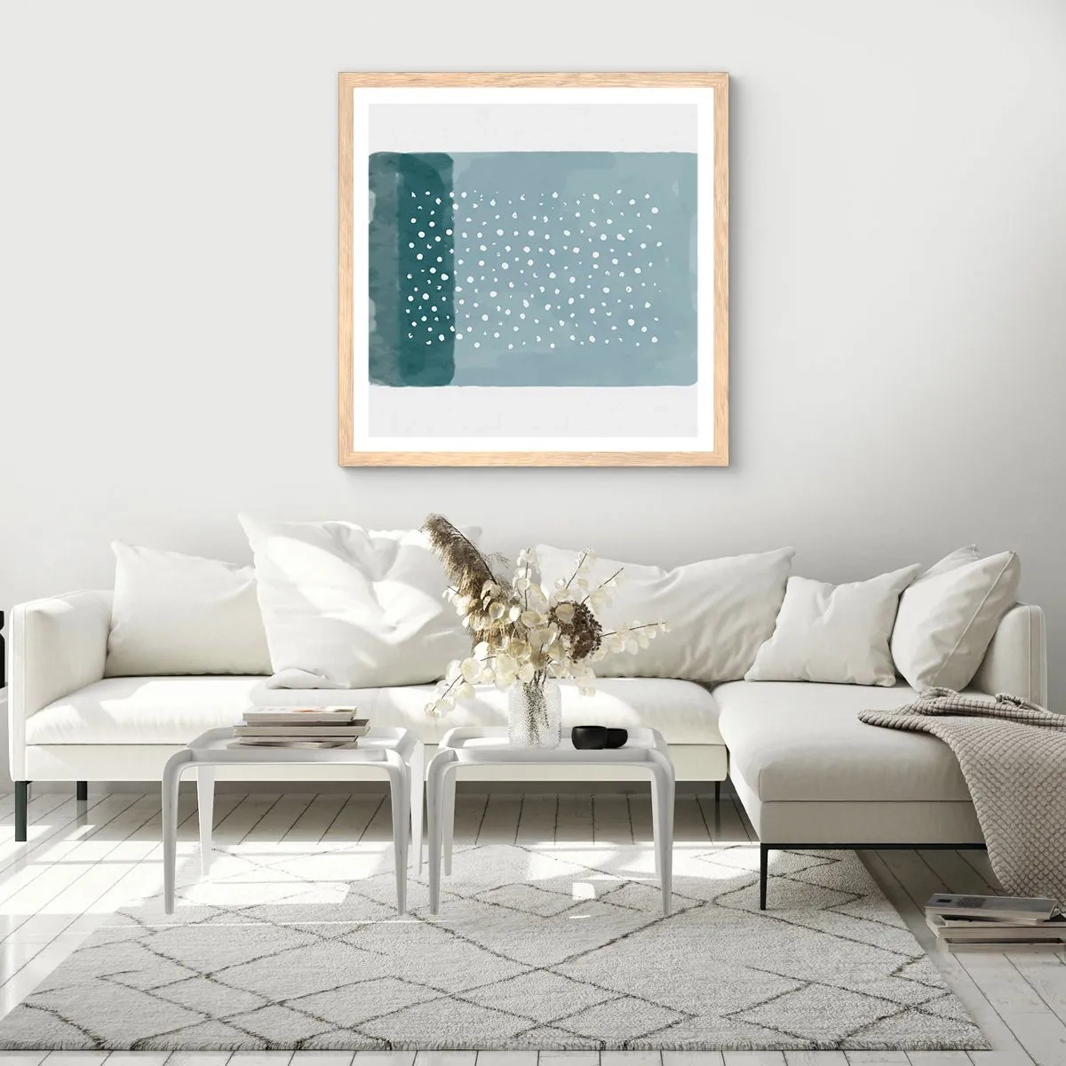 Plakát v rámu světlý dub - Pěstováno na modři - 30x30 cm