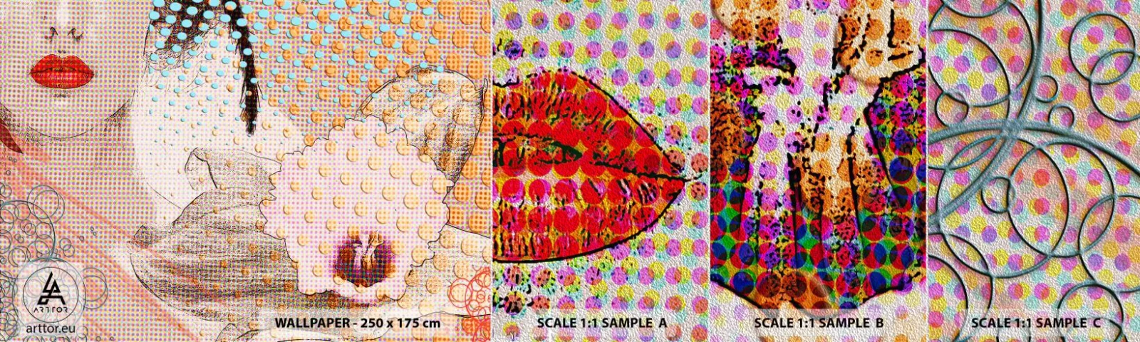 Vzor Fototapety Premium Sand - Komiksový heroin - Abstrakce, ženská tvář, Kus - 100x30 cm