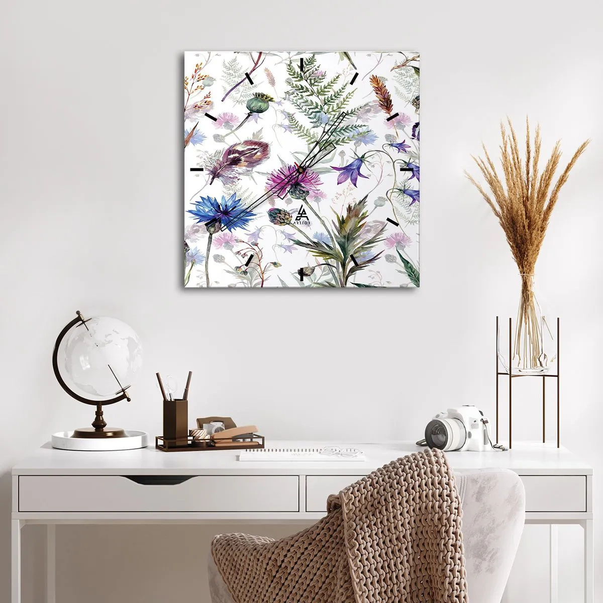 Nástěnné hodiny - Polský herbář - 40x40 cm