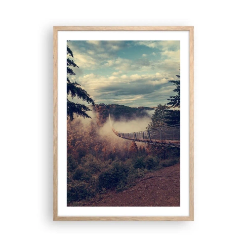 Plakát v rámu světlý dub - Nad podzimním lesem - 50x70 cm