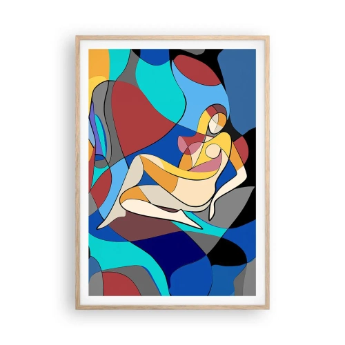 Plakát v rámu světlý dub - Kubistický akt - 70x100 cm
