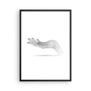 Plakát v černém rámu - Abstraktní ručně vyrobené z čar na bílém pozadí - 50x70cm - Pružná ruka - Moderní nástěnná dekorace do obývacího pokoje a ložnice ARTTOR