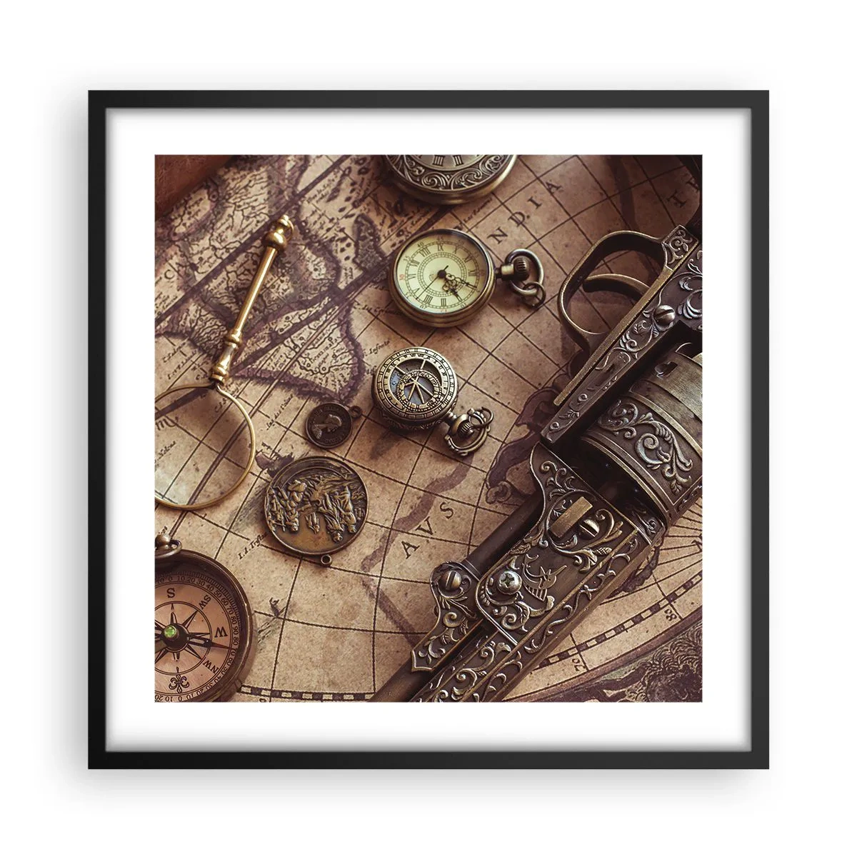 Plakát v černém rámu - Dobrodružství volá - 50x50 cm