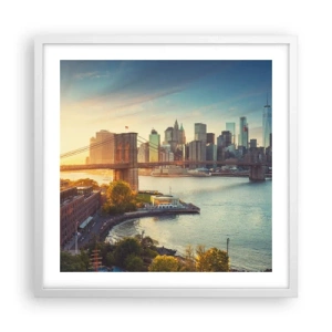 Plakát v bílém rámu - Svítání velkoměsta - 50x50 cm