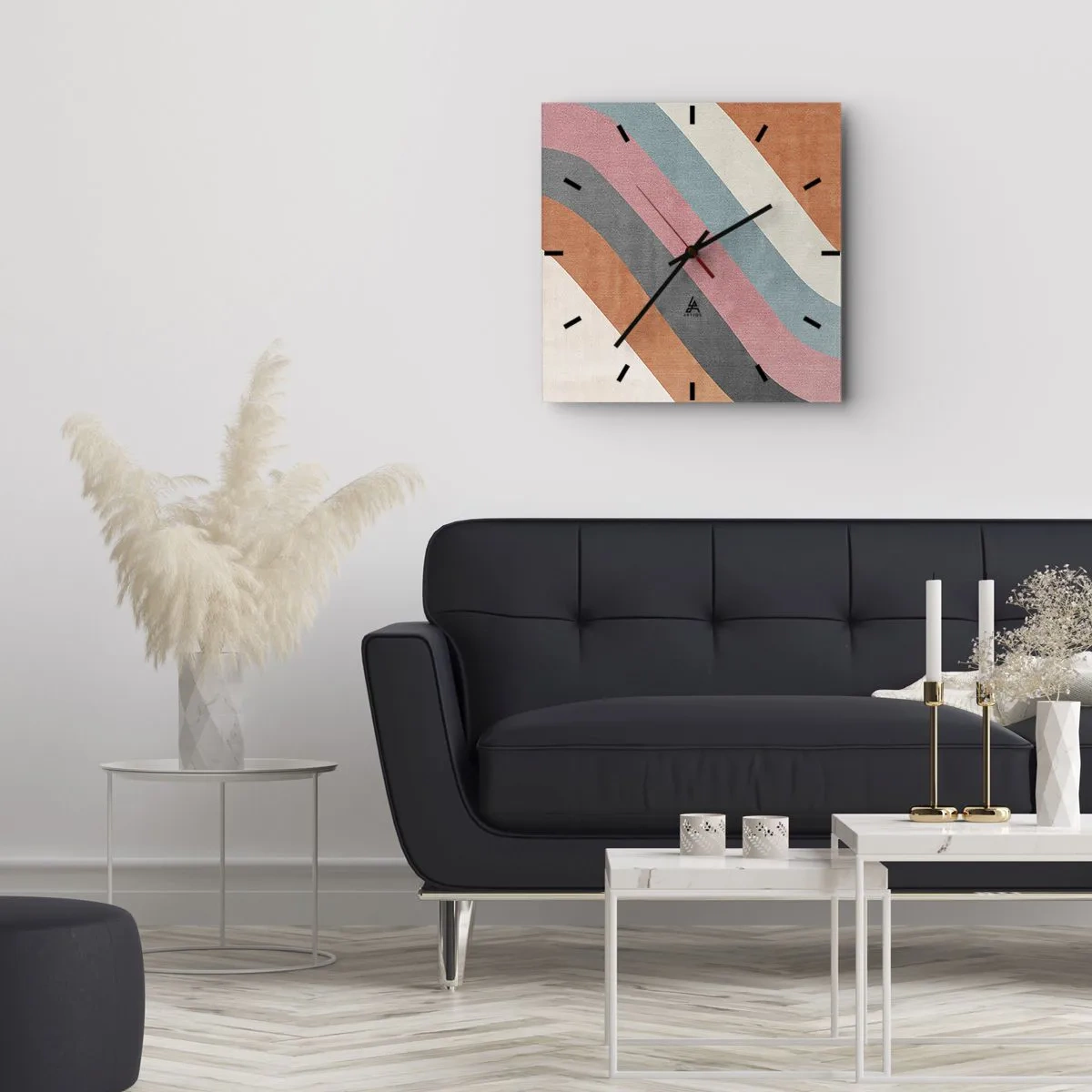 Nástěnné hodiny - Diagonální kompozice – pohyb - 30x30 cm