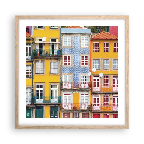 Plakát v rámu světlý dub - Barvy starého města - 50x50 cm