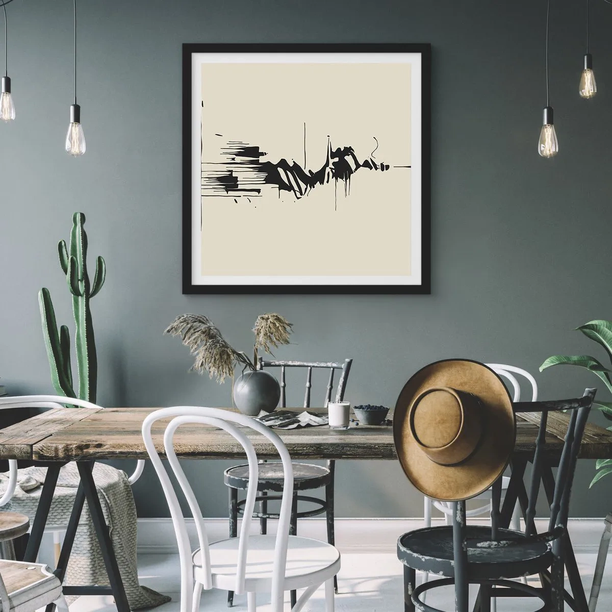 Plakát v černém rámu - Spěšná abstrakce - 50x50 cm