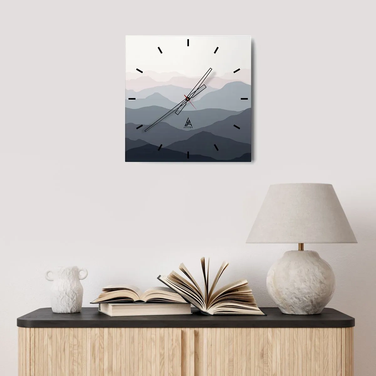 Nástěnné hodiny - Vlny hor - 30x30 cm