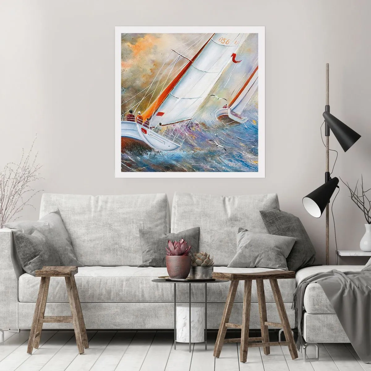 Plakát - Běžící přes vlny - 50x50 cm