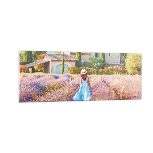 Obraz na skle - Levandulová dívka - 140x50 cm