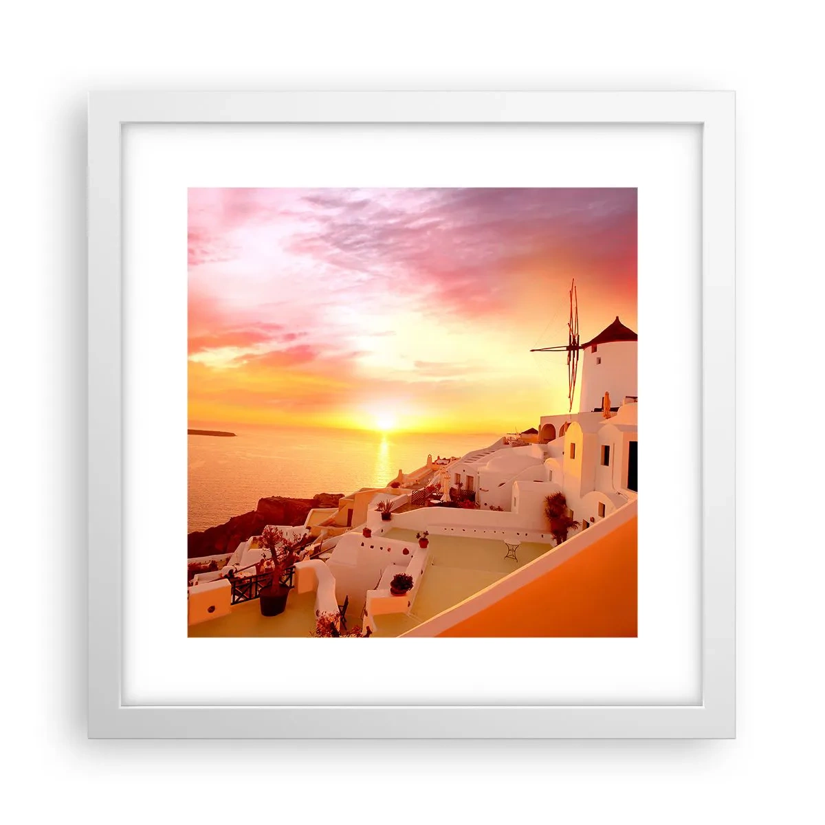 Plakát v bílém rámu - Rozplynout se v bílé a zlaté - 30x30 cm