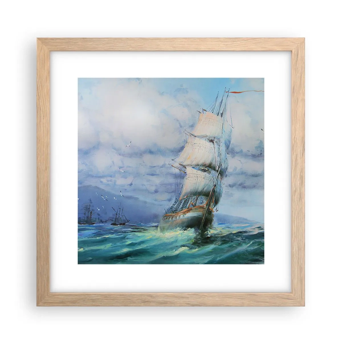 Plakát v rámu světlý dub - Šťastnou cestu - 30x30 cm