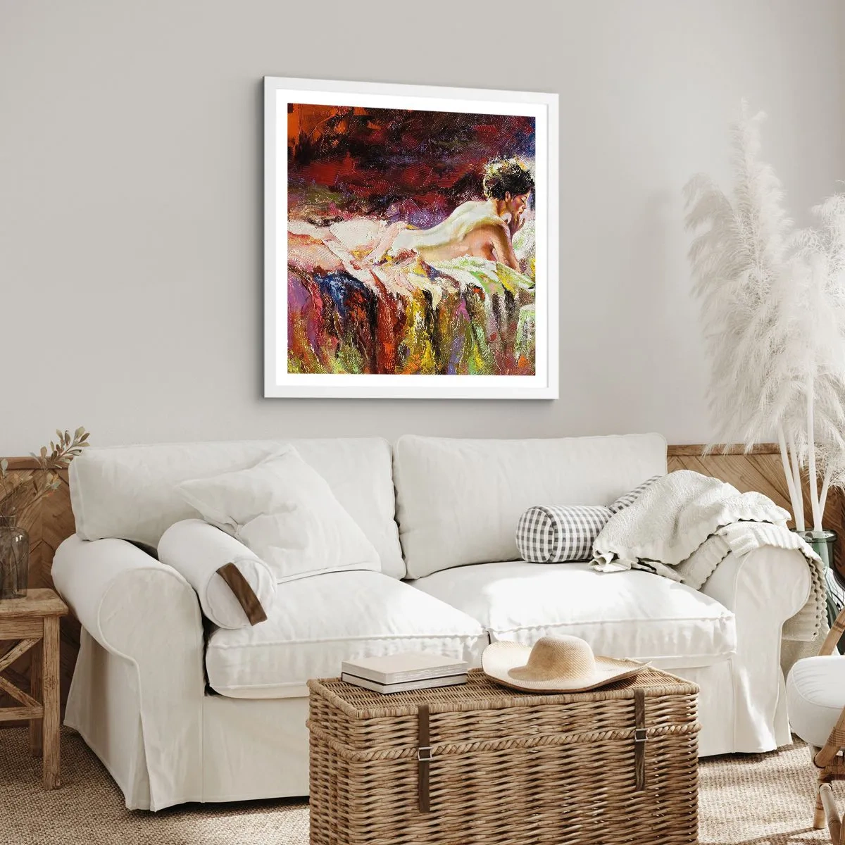 Plakát v bílém rámu - Zamyšlená Venuše - 50x50 cm