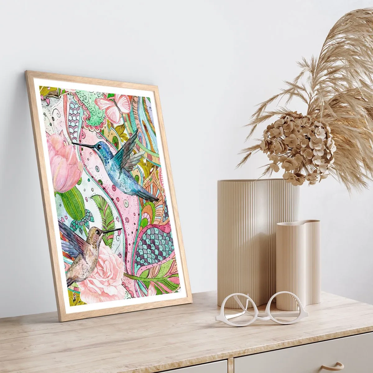 Plakát v rámu světlý dub - Zamotané do lián - 61x91 cm