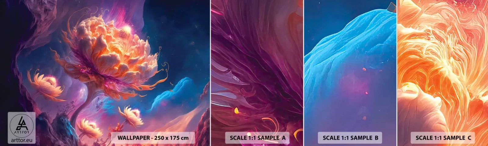 Vzor Fototapety Samolepicí Deluxe Sticker - Jiný svět - Fantastický, Přistát, Květiny - 100x30 cm