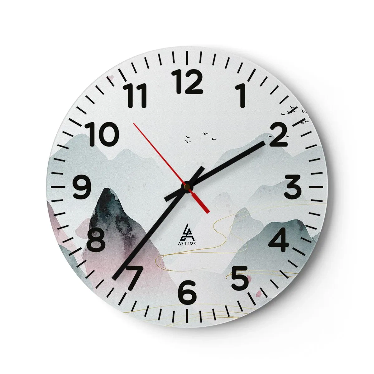 Nástěnné hodiny - Přes vrcholy - 40x40 cm