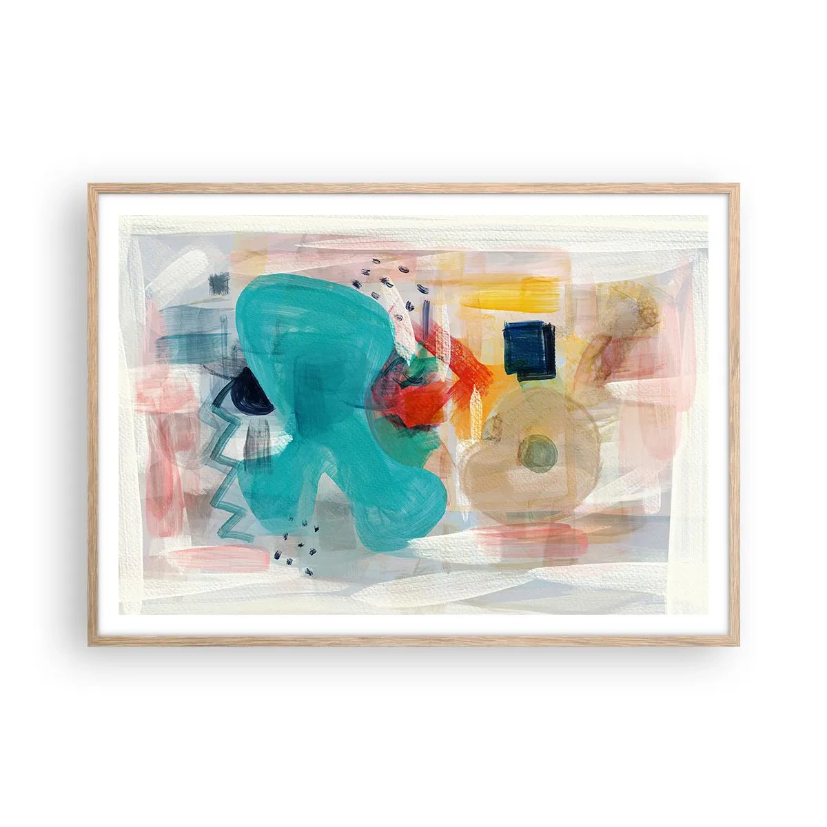 Plakát v rámu světlý dub - Barevná hra - 100x70 cm