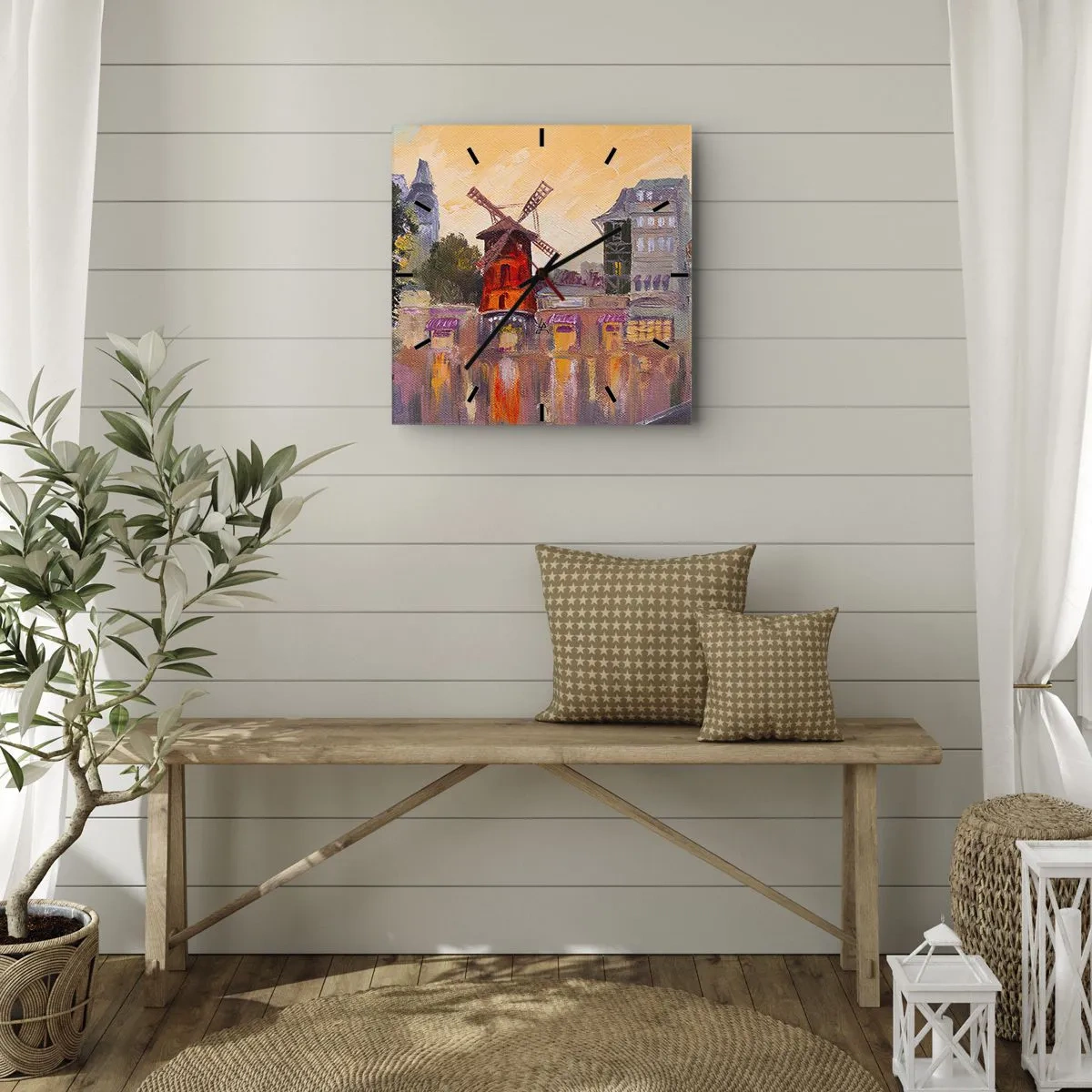 Nástěnné hodiny - Pařížské ikony – Moulin Rouge - 30x30 cm