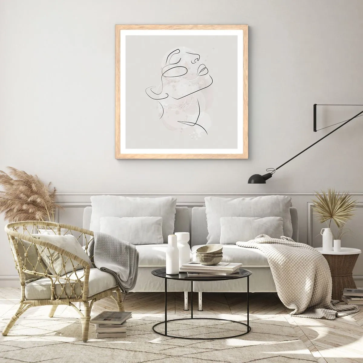 Plakát v rámu světlý dub - Náčrt snu - 60x60 cm