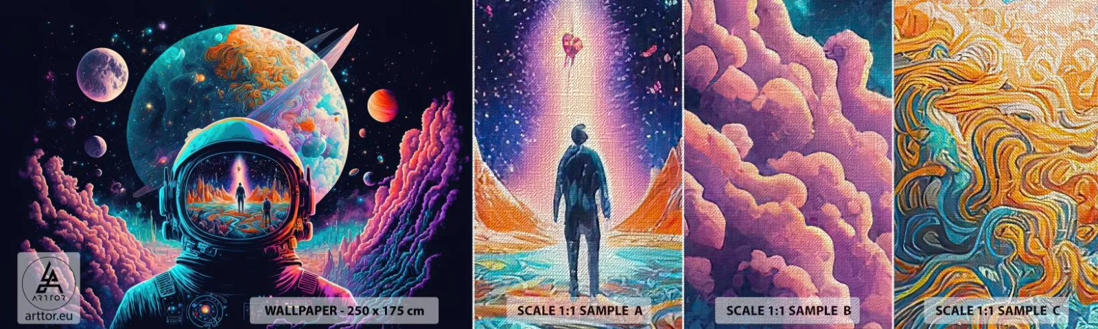 Vzor Fototapety Premium Canvas - Filosofům se to ani nesnilo - Astronaut, Futuristický, Kosmos - 100x30 cm