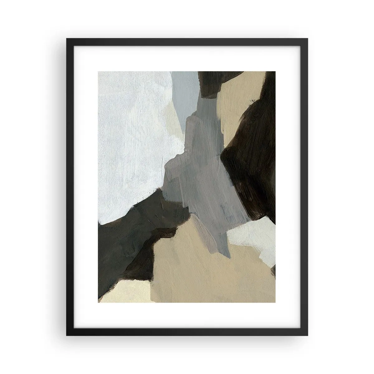 Plakát v černém rámu - Abstrakce: křižovatka šedi - 40x50 cm