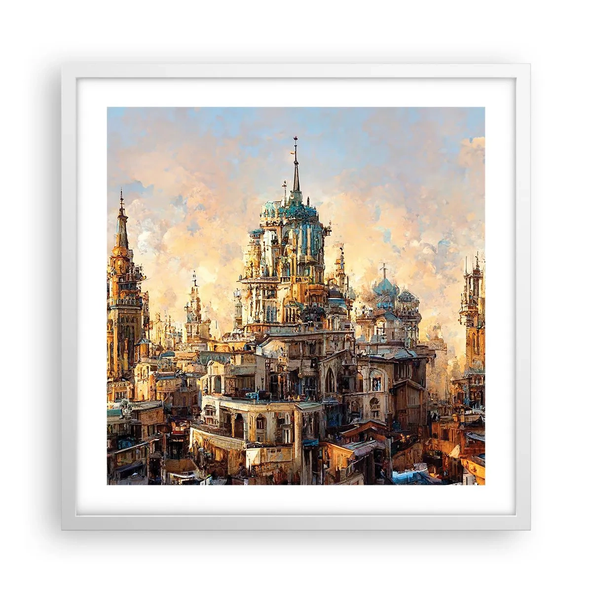 Plakát v bílém rámu - Město měst - 50x50 cm