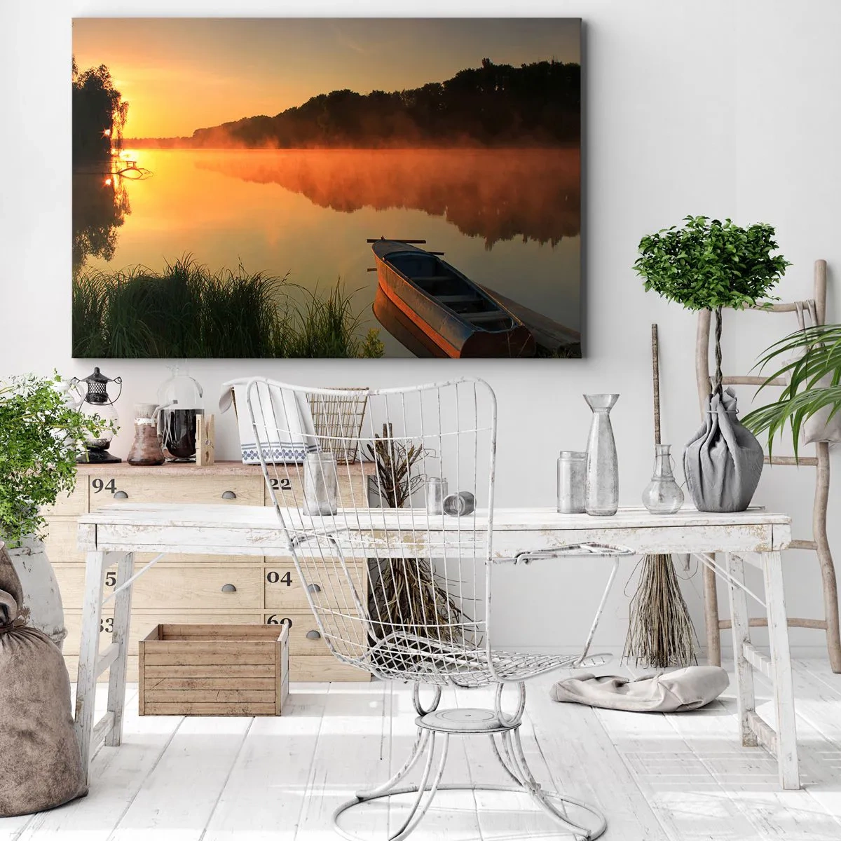 Obraz na plátně - Východ slunce u vody jako povrch zrcadla - 100x70 cm