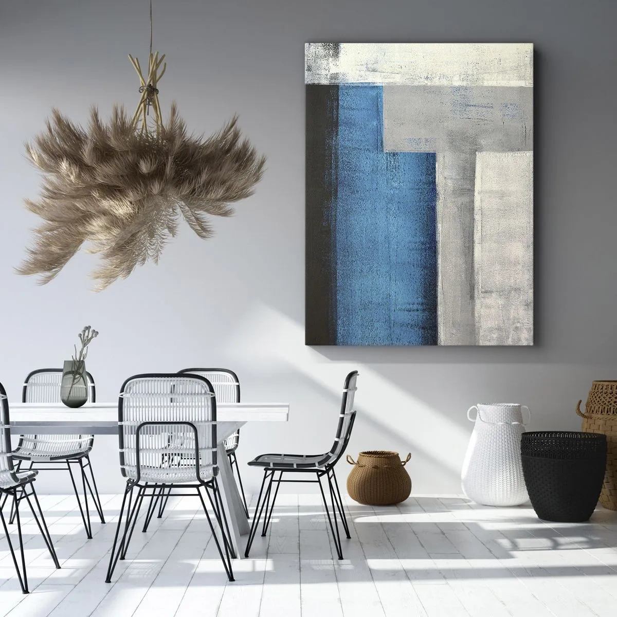Obraz na plátně - Poetická kompozice šedé a modré - 50x70 cm