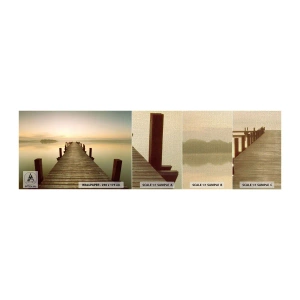 Vzor Fototapety Premium Canvas - Rozbřesk, svítání, světlo - Krajina, jezero, Dřevěný most - 100x30 cm
