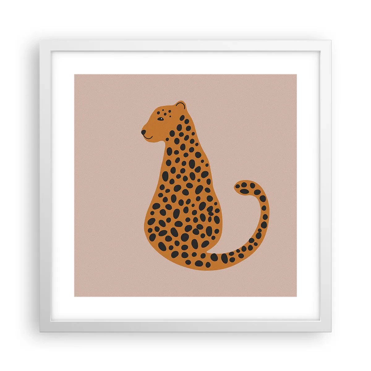 Plakát v bílém rámu - Leopardní vzor je v módě - 40x40 cm