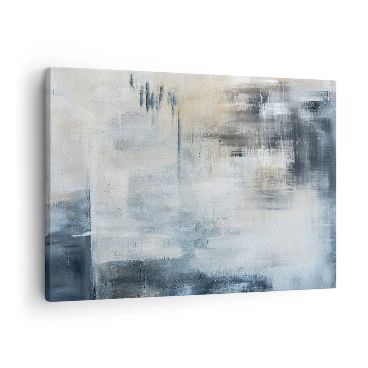 Obraz na plátně - Abstraktní kompozice v odstínech modré a šedé - 70x50cm - Za závojem modré - Moderní nástěnná dekorace do obývacího pokoje a ložnice ARTTOR