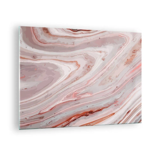 Obraz na skle - Abstraktní vzor v odstínech růžové a hnědé - 70x50cm - Tekutá růžová - Moderní nástěnná dekorace do obývacího pokoje a ložnice ARTTOR