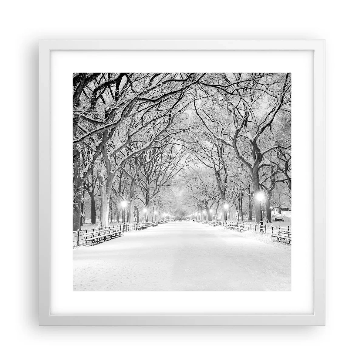 Plakát v bílém rámu - Čtyři roční období – zima - 40x40 cm