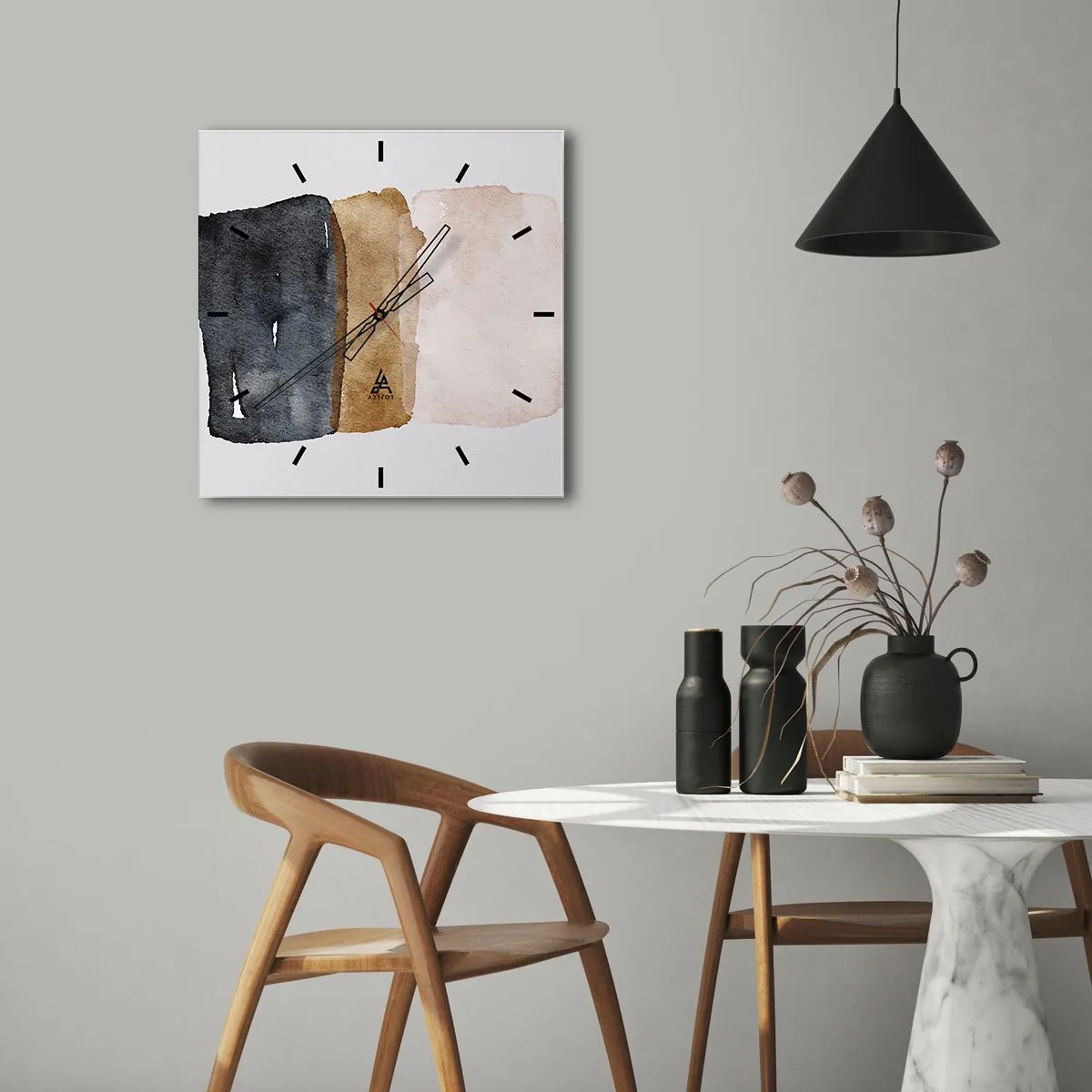 Nástěnné hodiny - Kompozice zemitých barev - 30x30 cm