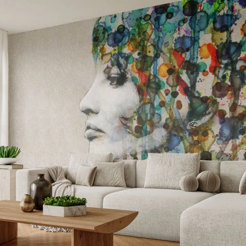 Fototapeta Standard Eco - Vynořila se z šedi - ženská tvář, Abstrakce, Grafika - 400x280 cm