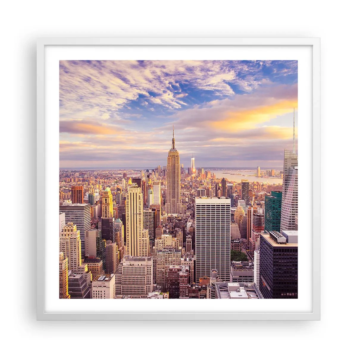 Plakát v bílém rámu - Dosáhnout samotná oblaka - 60x60 cm