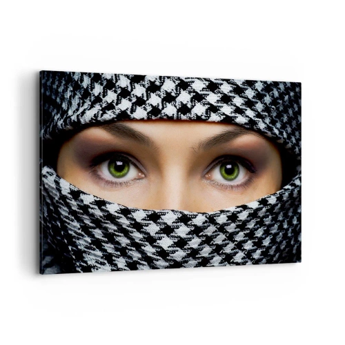 Obraz na plátně - Portrét zahalené zelenooké krásky - 120x80 cm